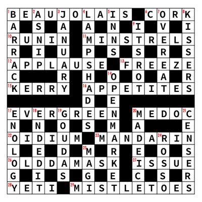 Christmas Crossword 2019: solutions and winners