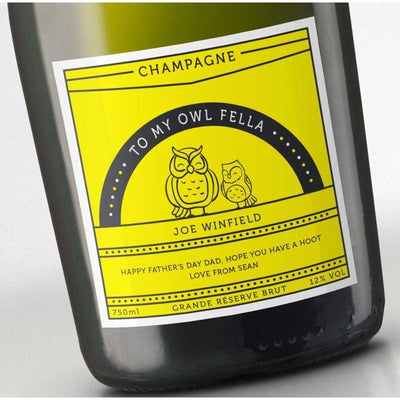 Father's Day Personalised Champagne – Owl Fella - bottle