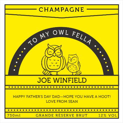 Father's Day Personalised Champagne – Owl Fella-Champagne Baron Albert-Bubble Brothers