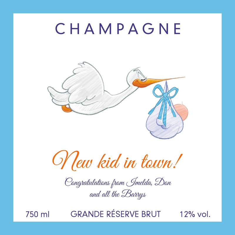 Personalised Champagne — Baby Blue