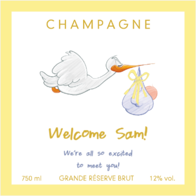 Personalised Champagne — Baby Yellow