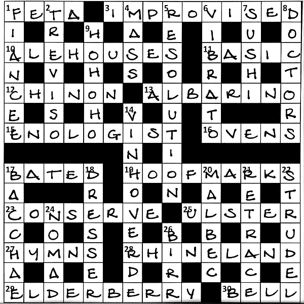 solution to Bubble Brothers 2018 Christmas crossword competition