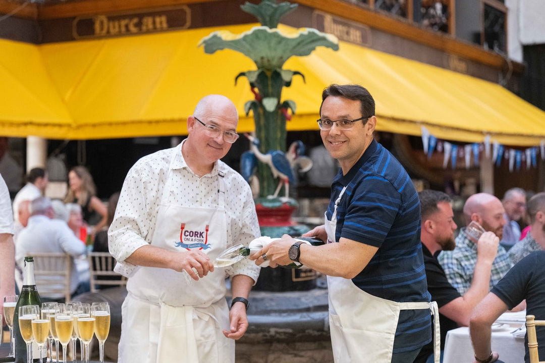 Free Pic No Repro Fee Bubble Brothers John Passmore and Rafael Dantas at Supper by the Fountain in the English Market during Cork on a Fork Festival.  Photo by Joleen Cronin