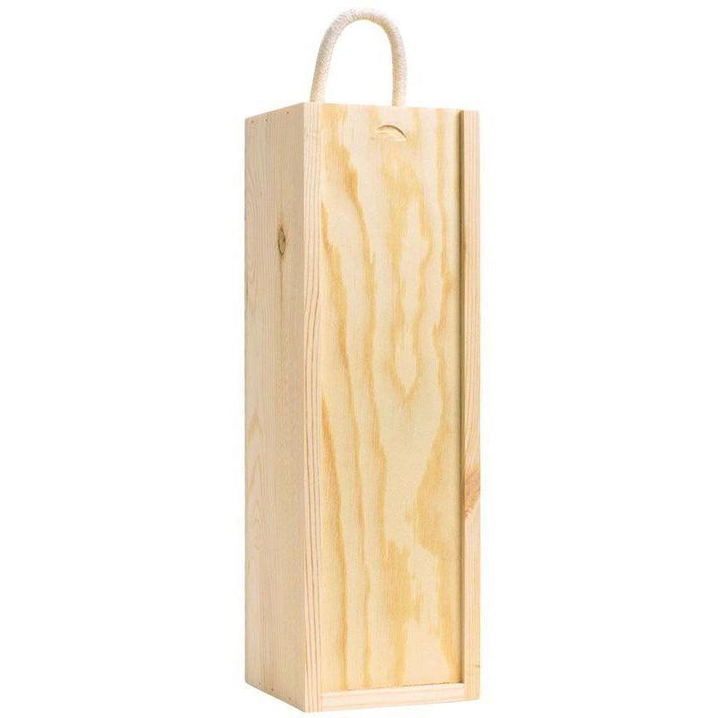 Wooden box with sliding lid, for one bottle