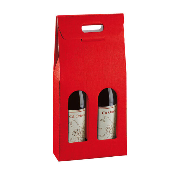 2 Bottles Box - Linen Textured Bright Red-JJ O'TOOLE LTD-Bubble Brothers