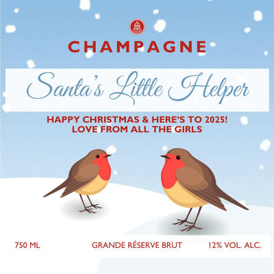 Christmas Personalised Champagne - Two Robins