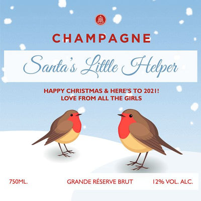 Christmas Personalised Champagne - Two Robins-Champagne Baron Albert-Bubble Brothers