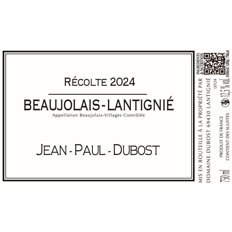 Domaine Dubost, Beaujolais-Lantignié Nouveau sans sulfites 2024