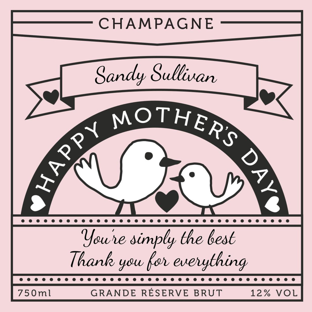 Mother's Day Personalised Champagne - Birds