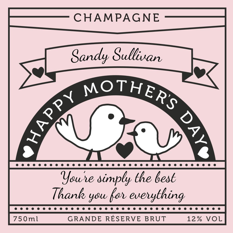 Mother's Day Personalised Champagne - Birds