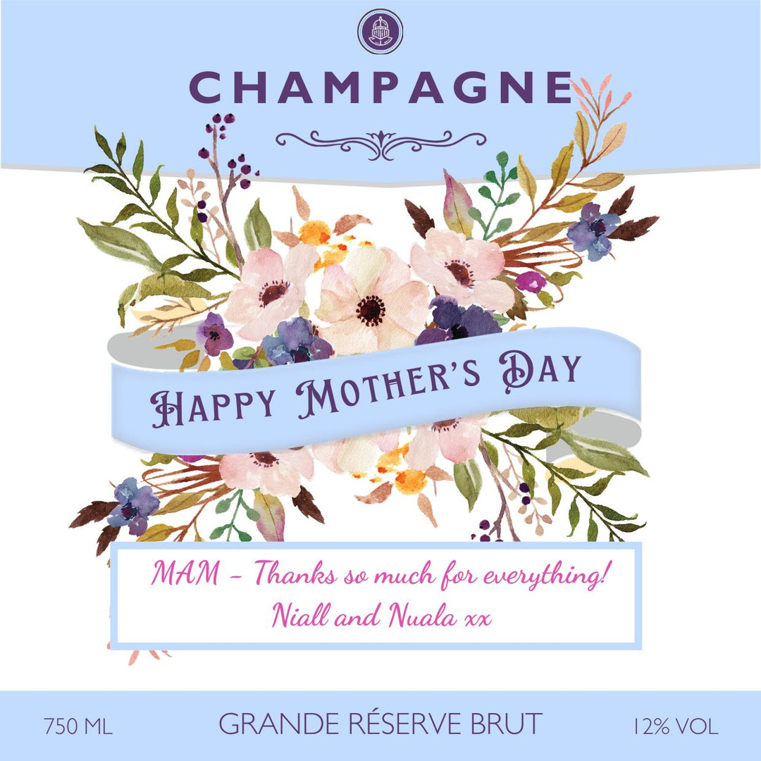 Mother's Day Personalised Champagne - Flowers