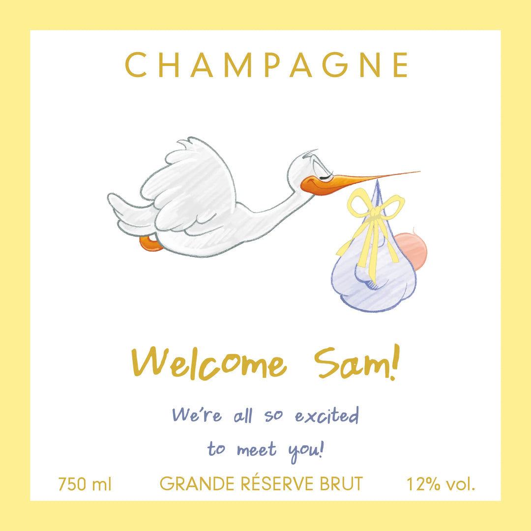 Personalised Champagne — Baby Yellow