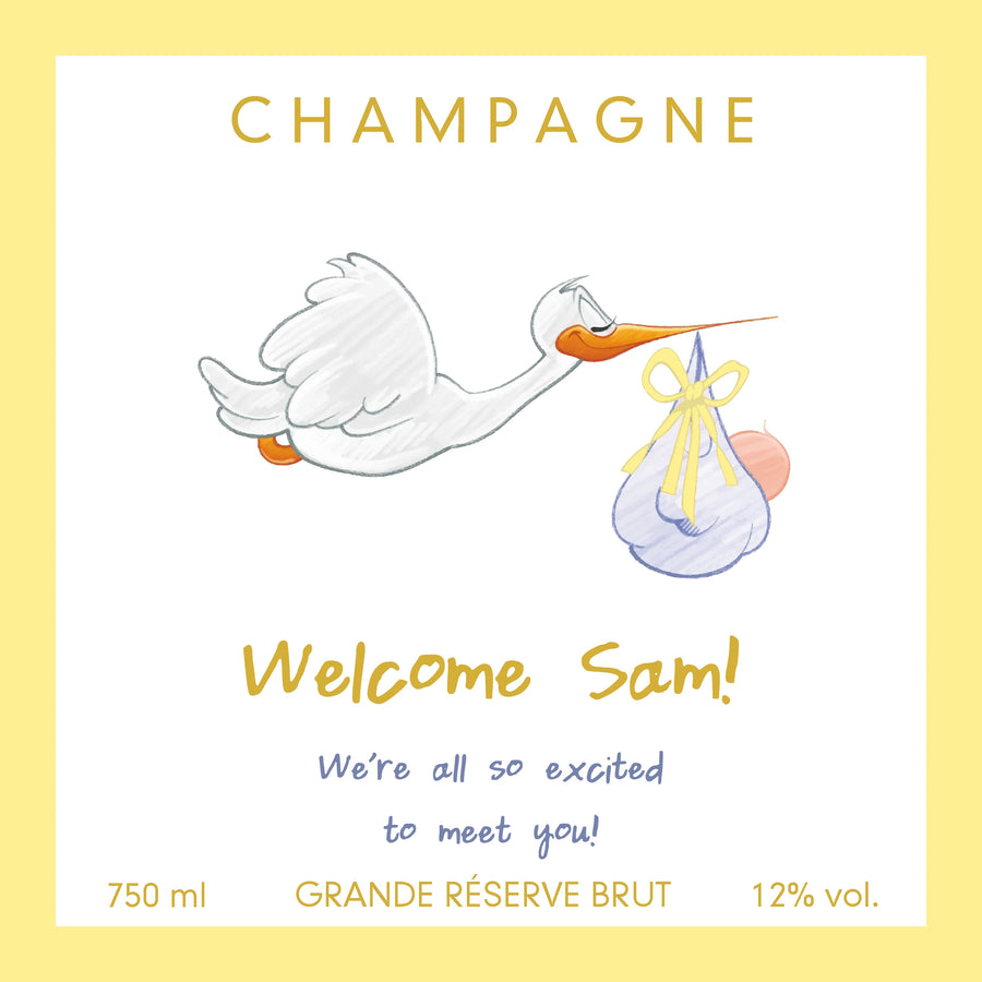 Personalised Champagne — Baby Yellow