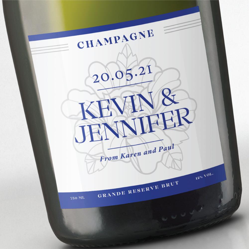 Personalised Champagne - Classic Blue Wedding