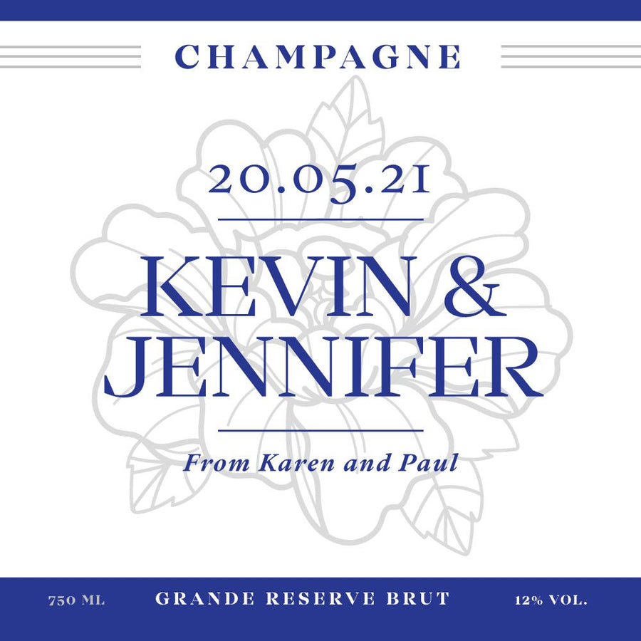 Personalised Champagne - Classic Blue Wedding