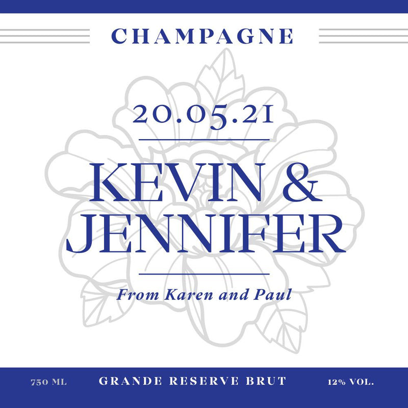 Personalised Champagne - Classic Blue Wedding-Champagne Baron Albert-Bubble Brothers