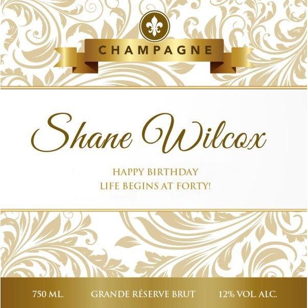 Personalised Champagne - Golden Swirls