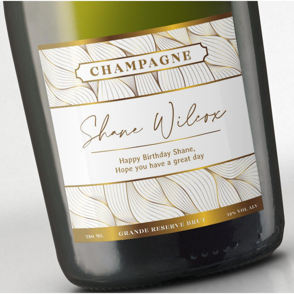 Personalised Champagne - Golden Waves