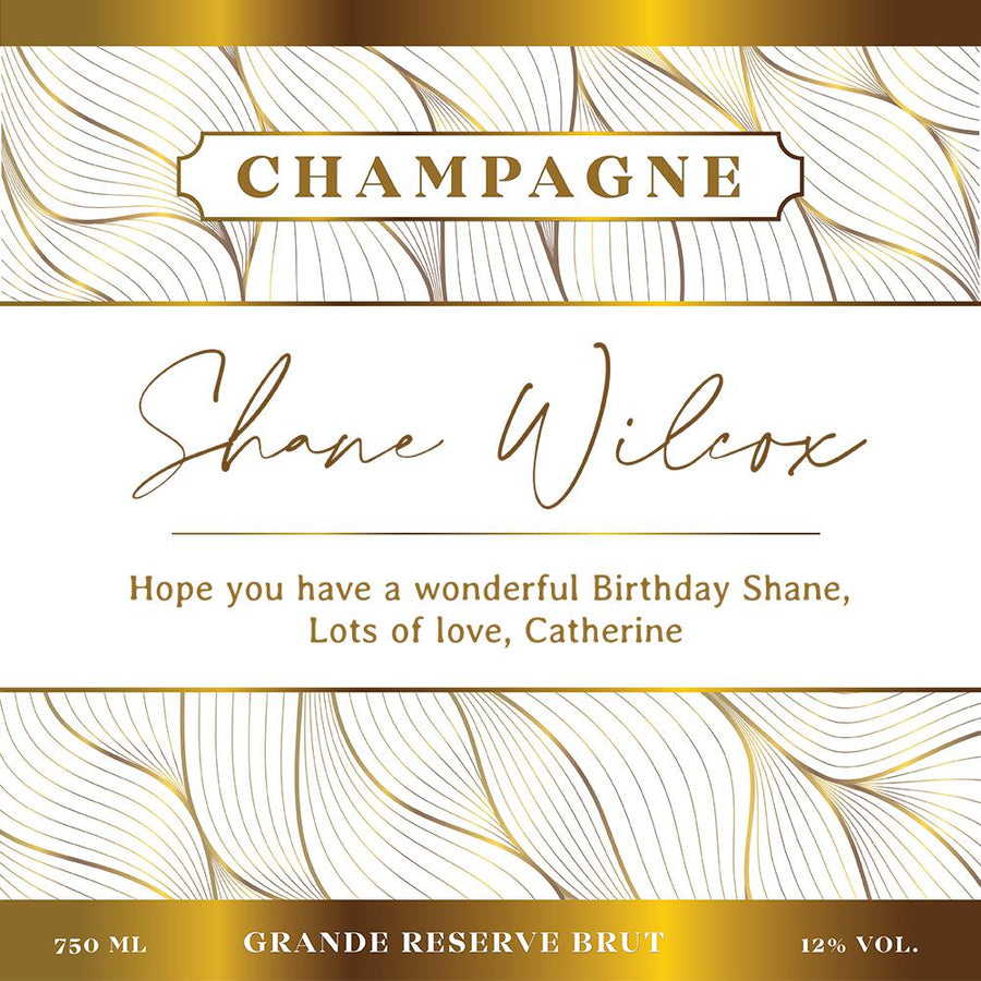 Personalised Champagne - Golden Waves