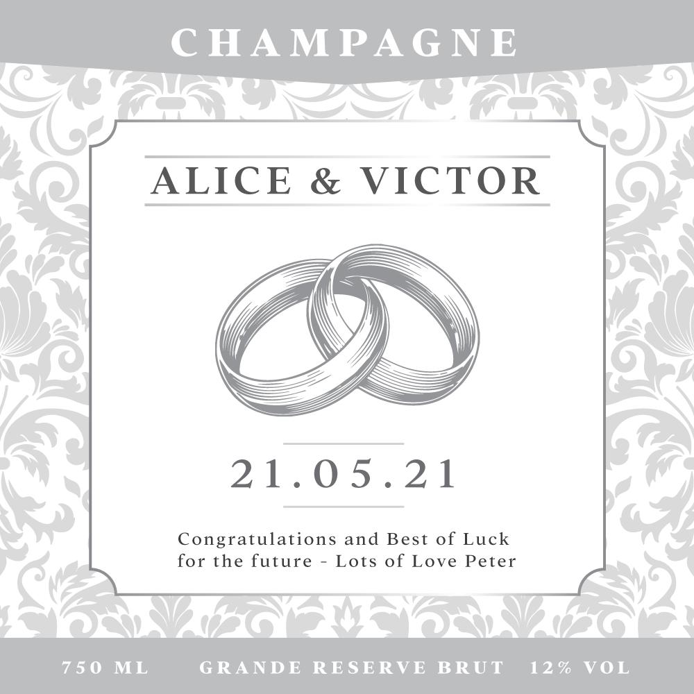 Personalised Champagne - Silver Rings