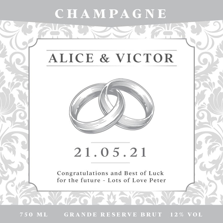 Personalised Champagne - Silver Rings