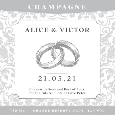 Personalised Champagne - Silver Rings-Champagne Baron Albert-Bubble Brothers