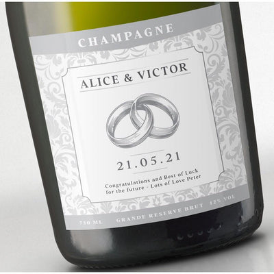Personalised Champagne - Silver Rings-Champagne Baron Albert-Bubble Brothers