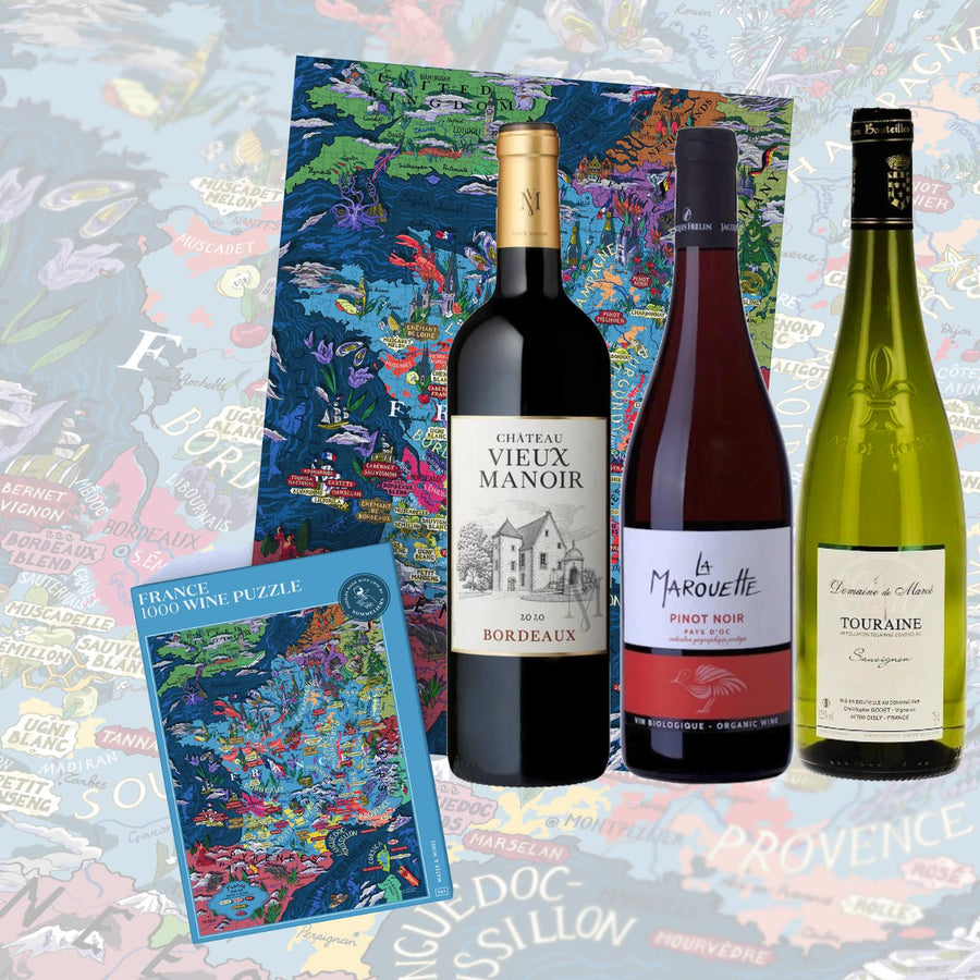 Puzzle and wine set—France