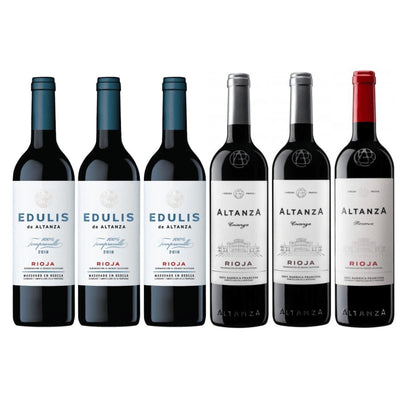 Six bottles of red wine from Bodegas Altanza in Rioja, Spain